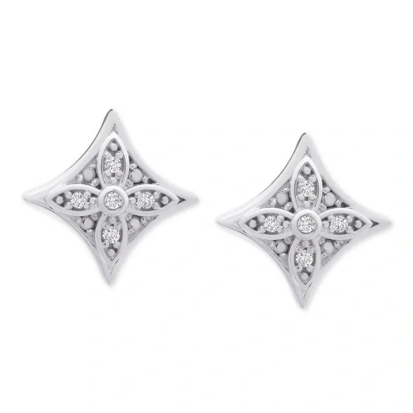 💎✨Diamond Star Stud Earrings (1/10 ct. t.w.) in Sterling Silver NWT - Picture 1 of 5